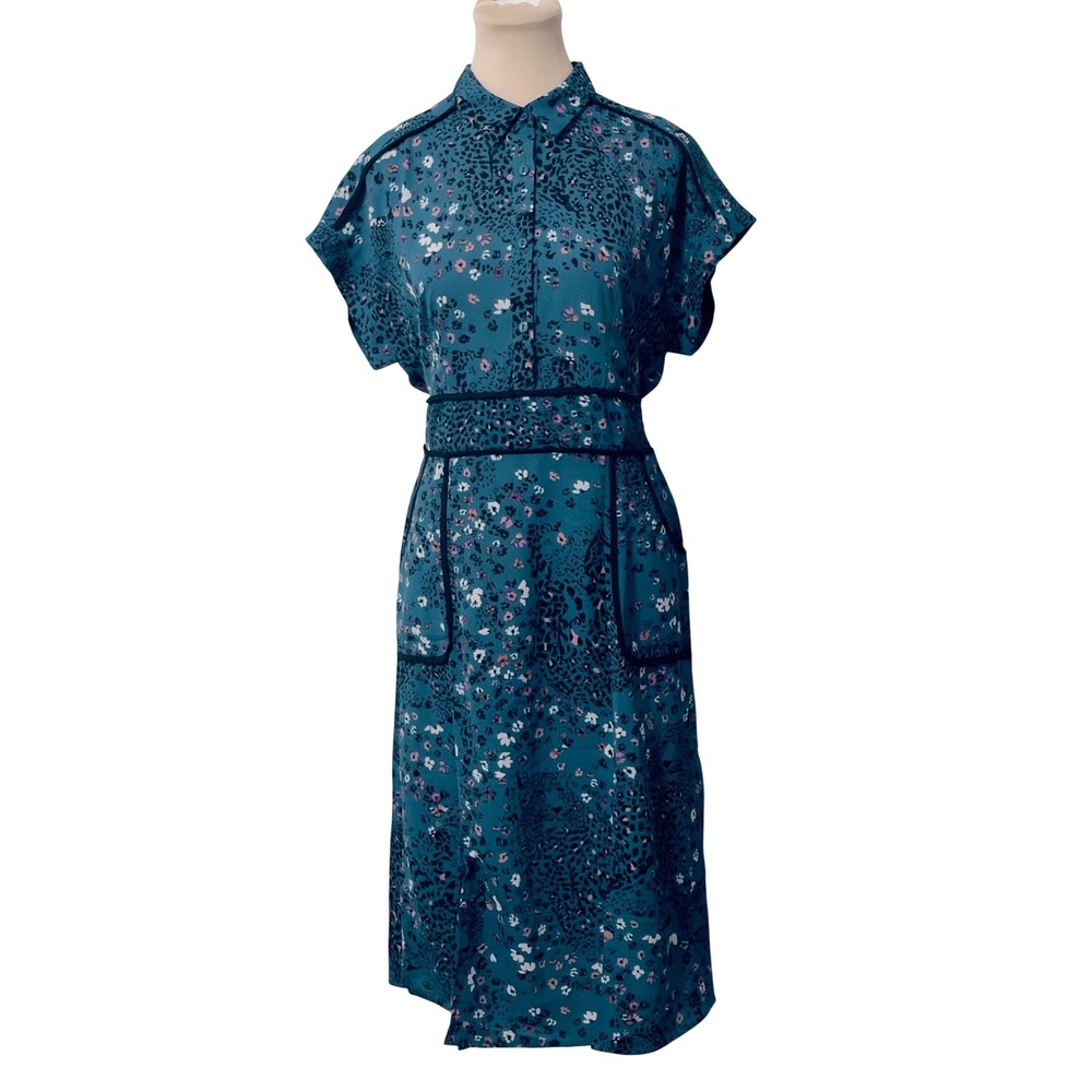 Monteau Teal Floral Midi Dress